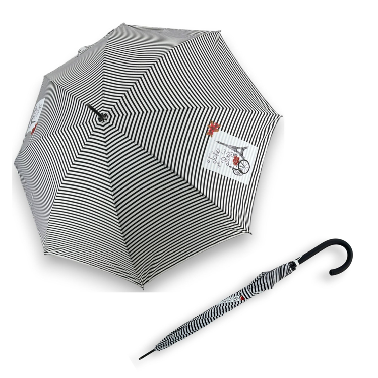 Obrazek DOPPLER Fiber Flex Long AC Paris - damski parasol na goleń czarny