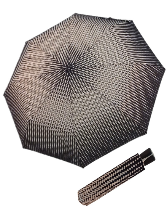 Obrazek DOPPLER Fiber Mini Black White - damski parasol składany biały