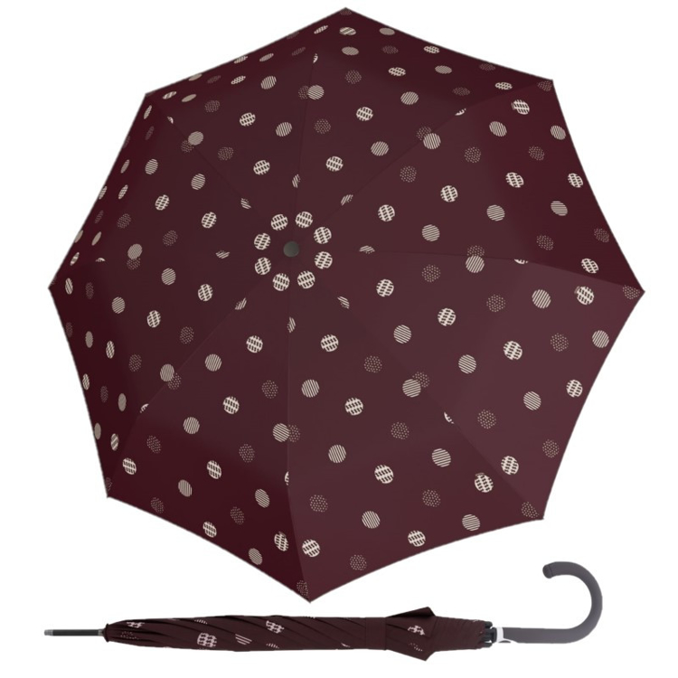 Obrazek DOPPLER Fiber Flex AC Timeless Red Dots - damski beżowy parasol na goleń