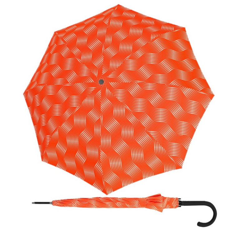 Obrazek DOPPLER Fiber Flex Long AC Wave - damski parasol na goleń pomarańczowy ciemny