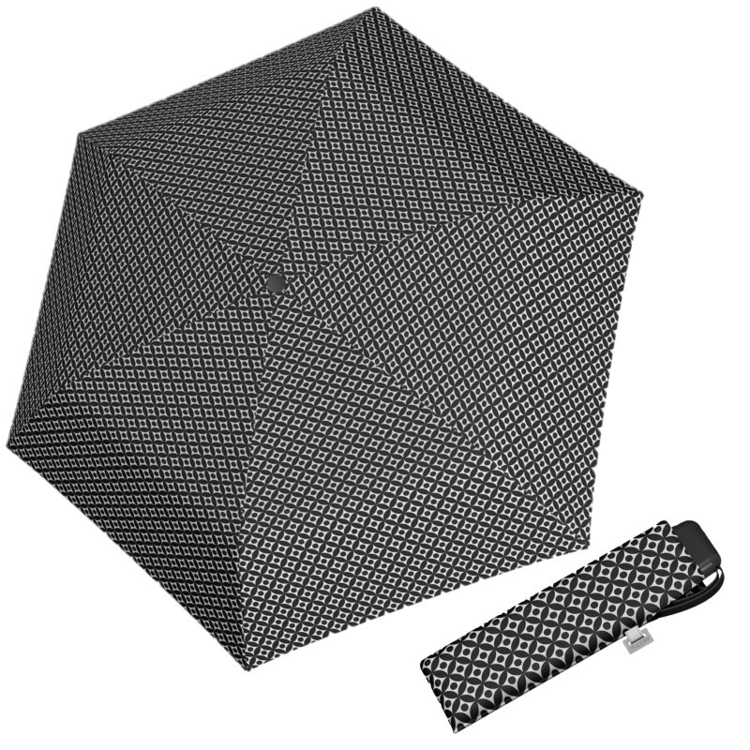 Obrazek DOPPLER Carbonsteel Mini Slim Minimals - damski parasol składany czarny