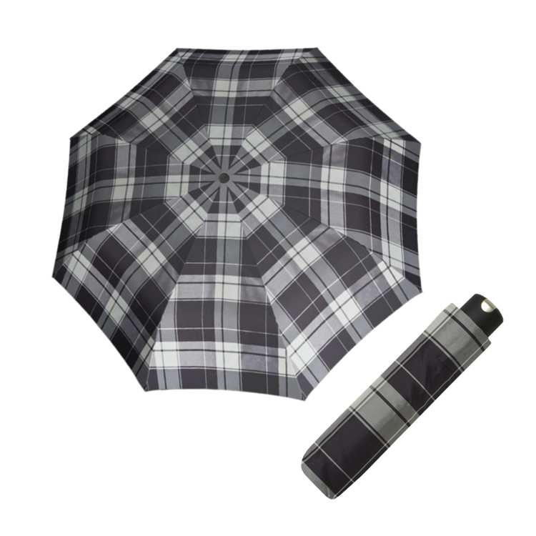 Obrazek DOPPLER Carbonsteel Mini Woven Karo/grey - damski parasol składany szary