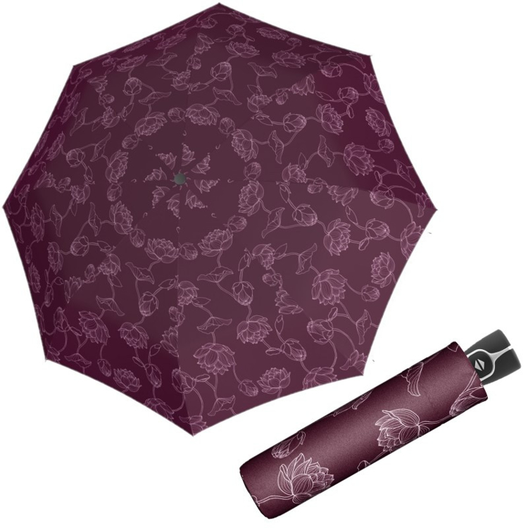 Obrazek DOPPLER Fiber Magic Vivid - w pełni automatyczny parasol damski bordowy