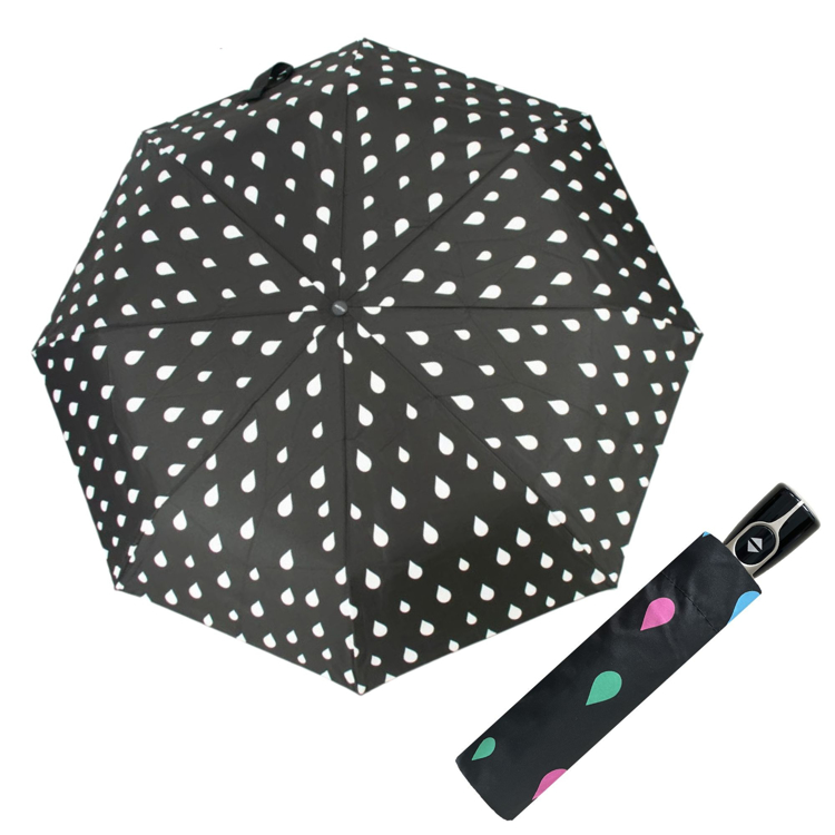 Obrazek DOPPLER Fiber Magic rain drop - w pełni automatyczny parasol damski czarny