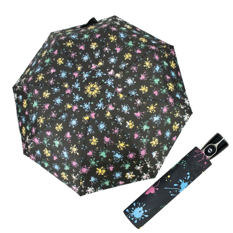 Obrazek DOPPLER Fiber Magic kolorowy - damski w pełni automatyczny parasol czarny