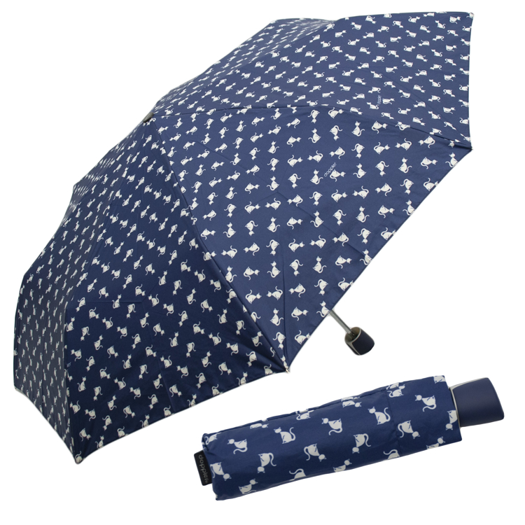 Obrazek DOPPLER Mini Fiber Kitty Cat - damski parasol składany niebieski
