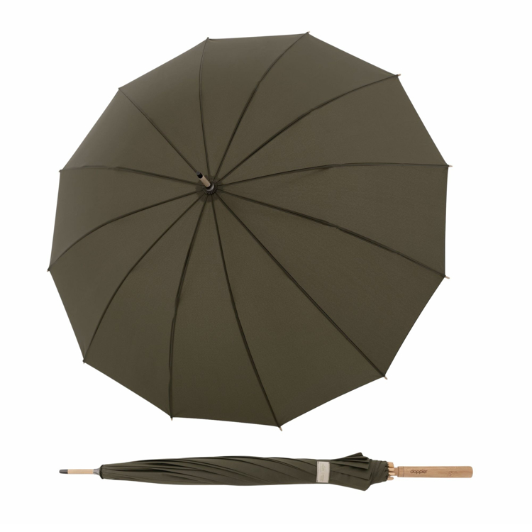 Obrazek DOPPLER Nature Long Bamboo Deep Olive - zielony parasol ECO