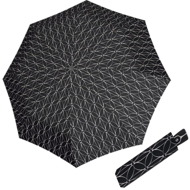 Obrazek DOPPLER Fiber Magic Black and White Rings - w pełni automatyczny parasol damski kolorze białym