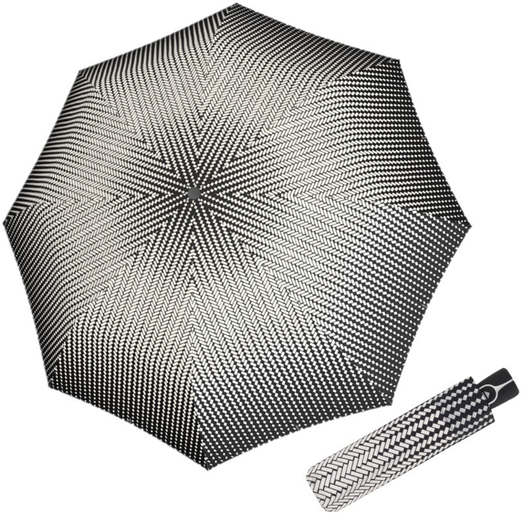 Obrazek DOPPLER Fiber Magic Black and White Traced - w pełni automatyczny parasol damski biały