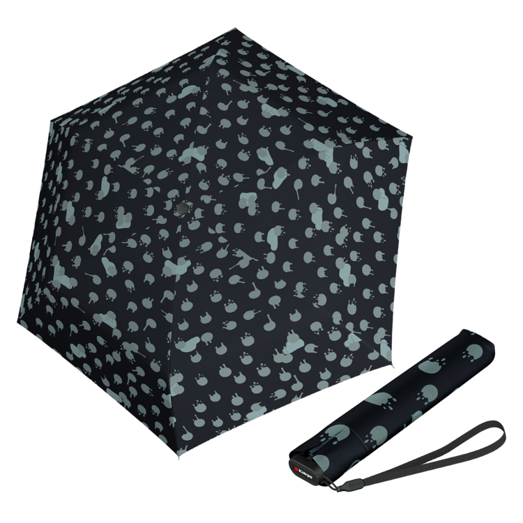 Obrazek KNIRPS US.050 ultra light slim manual rainyday black - lekki damski składany płaski parasol czarny