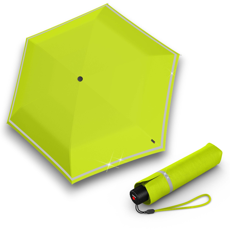 Obrazek KNIRPS ROOKIE LIME REFLECTIVE - lekki składany parasol zielony