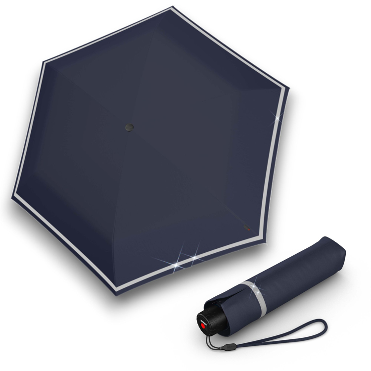 Obrazek KNIRPS ROOKIE NAVY REFLECTIVE - lekki składany parasol niebieski