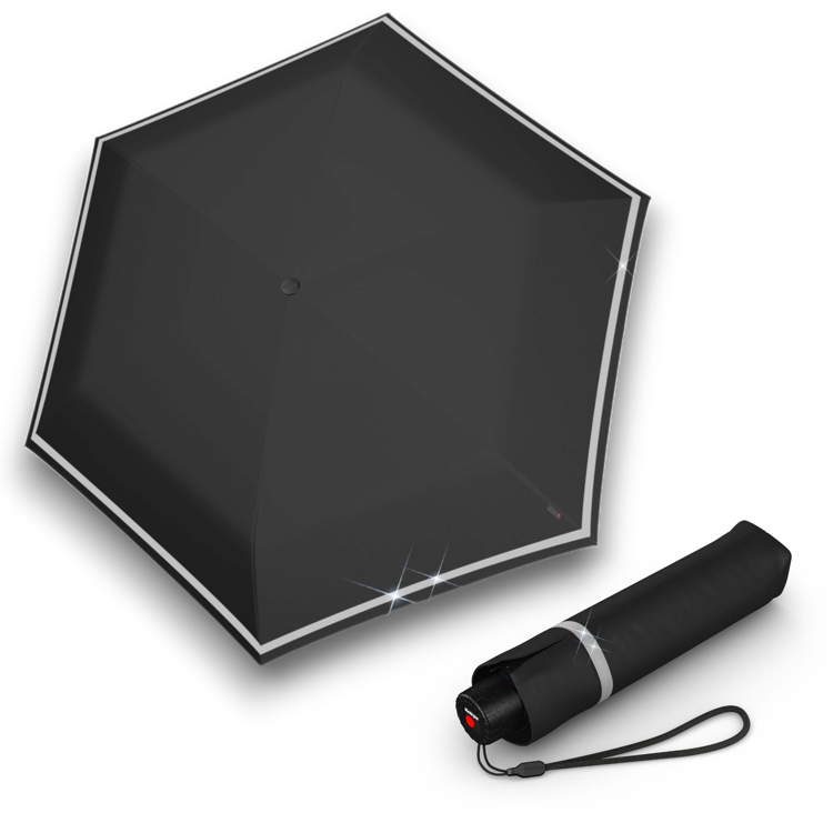 Obrazek KNIRPS ROOKIE BLACK REFLECTIVE - lekki składany parasol czarny