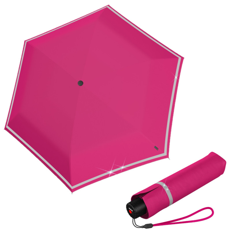 Obrazek KNIRPS Rookie Flamingo Odblaskowy lekki składany parasol różowy