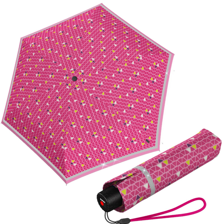 Obrazek KNIRPS Rookie Triple Pink Odblaskowy lekki składany parasol różowy