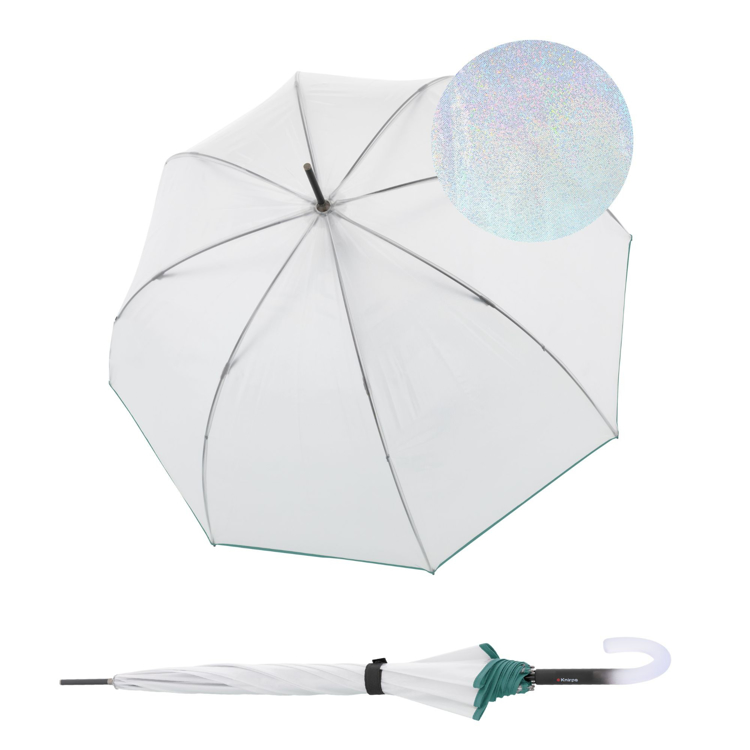 Obrazek Knirps C.760 Stick Transparent Stardust Agave - przezroczysty damski parasol na goleń
