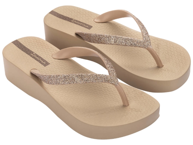 Obrazek Ipanema Mesh Chic Plat 83386-BD734 Beżowe klapki damskie