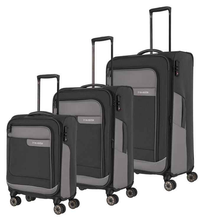 Obrazek Travelite Viia 4w S,M,L + walizka antracytowa S: 34 l / M: 70/80 L: 91/103 walizka: 23