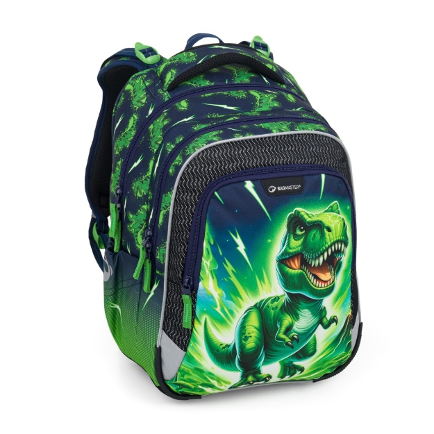 Obrazek Plecak szkolny Bagmaster LUMI 25 C - Dinosaur Green 18 l