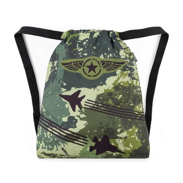 Obrazek Bagmaster Torba ALFA 25 B worek szkolny na kapcie / gimnastyczny - fighter green 1,5 l