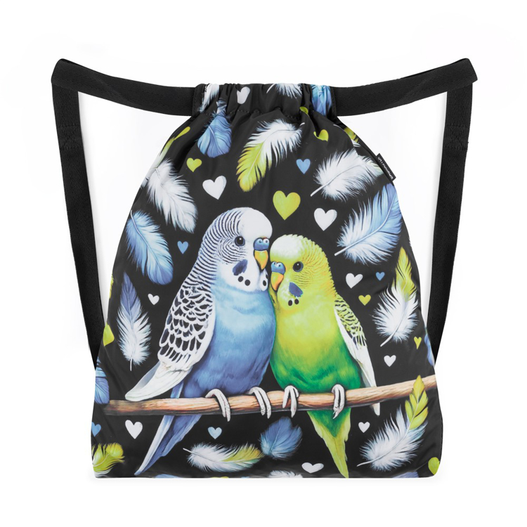 Obrazek Bagmaster BETA 25 Worek szkolny na kapcie / gimnastyczny - papuga czarny 1,5 l