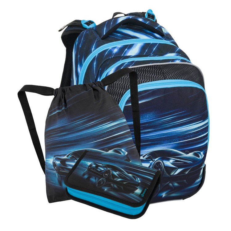 Obrazek Bagmaster BETA 25 B mały zestaw szkolny dla pierwszoklasistów - car blue