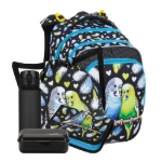 Obrazek Bagmaster BETA 25 Duży zestaw szkolny dla pierwszoklasistów - papuga czarna 18 l