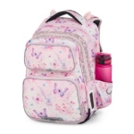 Obrazek Bagmaster DOPI 25 Duży zestaw szkolny dla pierwszoklasistów - motyle Różowy 18 l