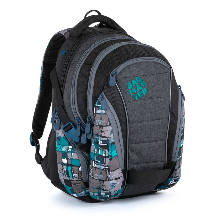 Obrazek Bagmaster BAG 21 B plecak studencki - zielony niebieski szary 30 l