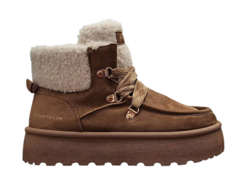 Obrazek Tom Tailor 8490220009 Damskie zimowe buty za kostkę w kolorze orzechowym