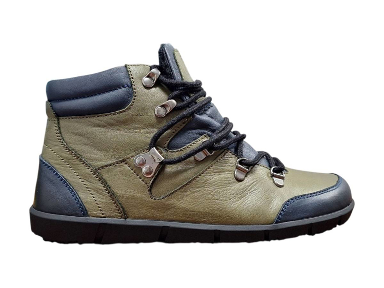 Obrazek Wild 017-26017 Damskie skórzane botki za kostkę w kolorze khaki