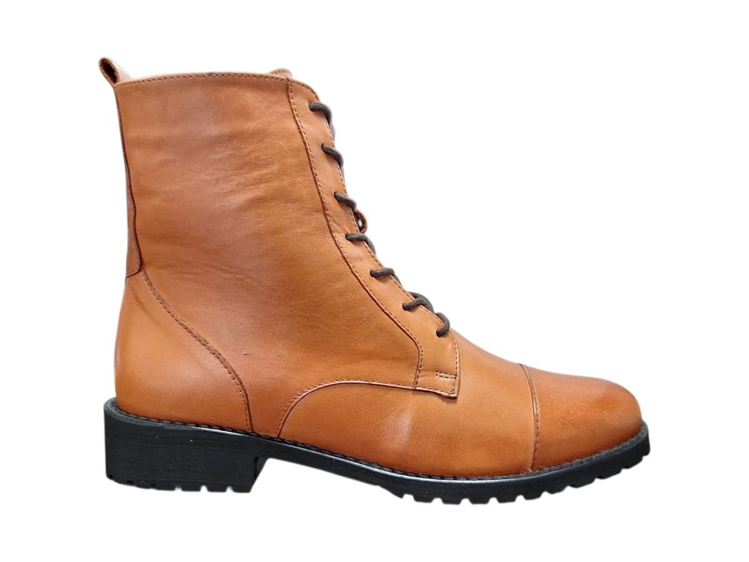 Obrazek Wild 077-46498 Damskie skórzane buty za kostkę w kolorze rdzawym