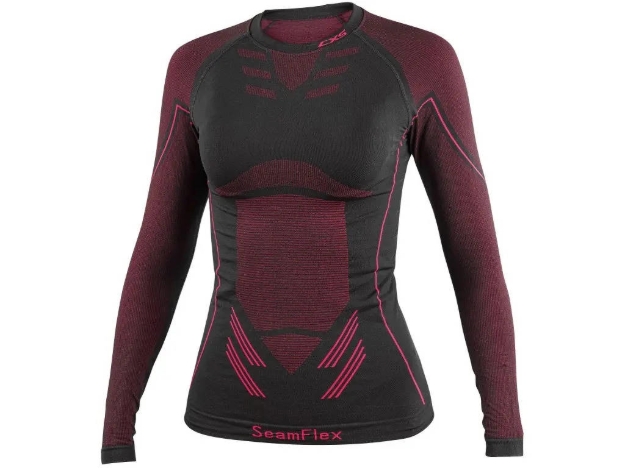 Obrazek Damska koszulka funkcjonalna z długim rękawem CXS SeamFlex LADY czarno-różowa
