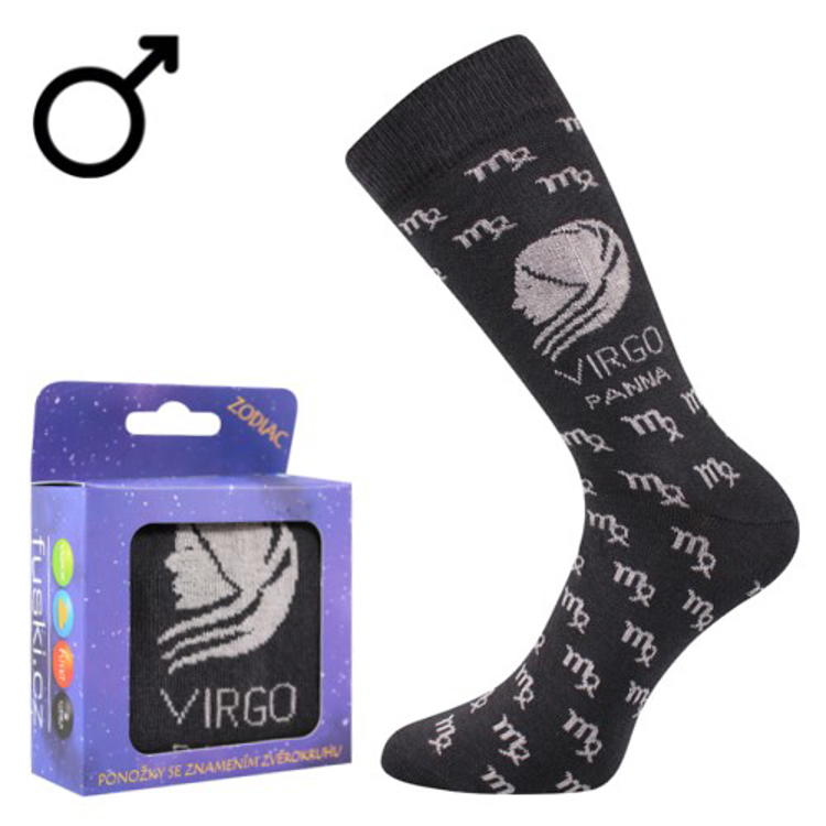Obrazek BOMA Skarpetki ze znakiem zodiaku ZODIAC w pudełku PANNA ciemnoszare