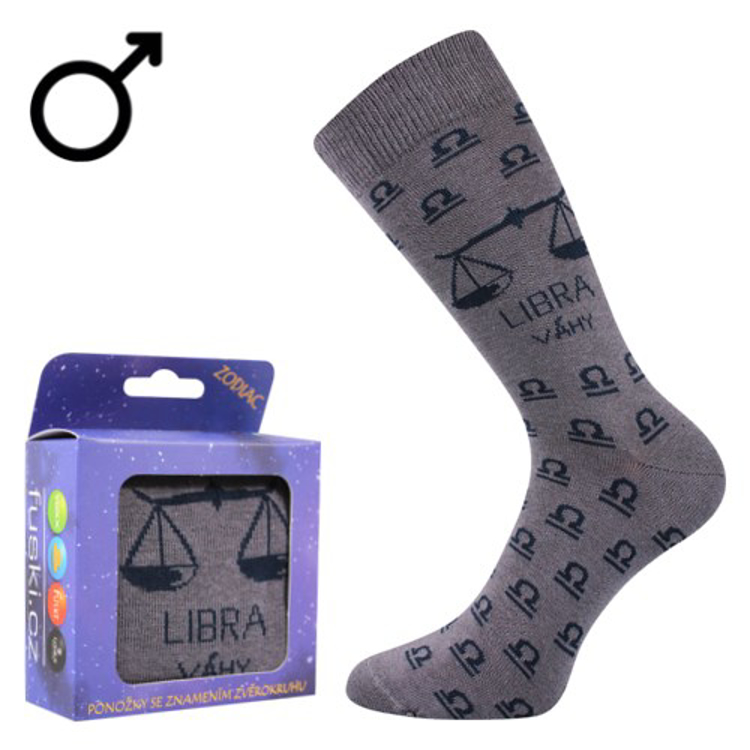 Obrazek BOMA Skarpetki ze znakiem zodiaku ZODIAC w pudełku LIBRA szare
