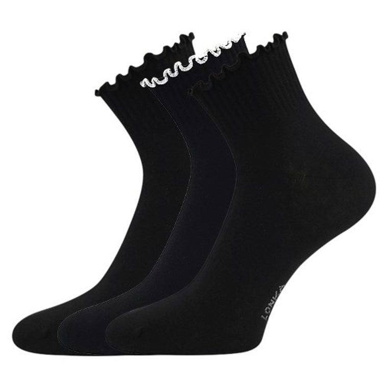 Obrazek LONKA Damskie skarpetki SOPHIA z ozdobnym wykończeniem MIX BLACK (3 pary)