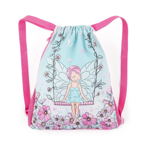 Obrazek Bagmaster Torba LUMI 23 B worek szkolny na kapcie / worek gimnastyczny - flower fairy blue 1,5 l