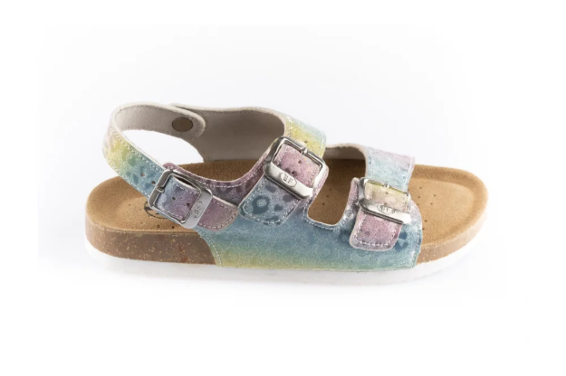 Obrazek BF BY-213-11-11 Damskie tęczowe brokatowe kapcie z paskiem