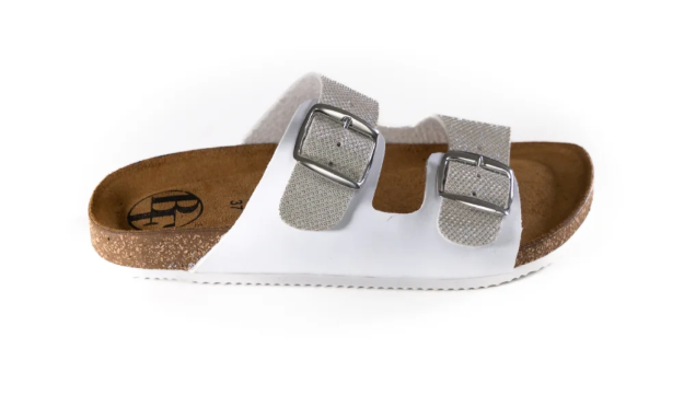 Obrazek BF BY-213-12-13 Pantofle damskie w kolorze srebrnym i białym