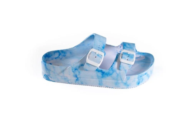 Obrazek Damskie kapcie na platformie w kolorze białym i niebieskim