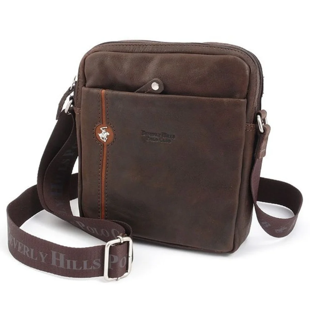 Obrazek Skórzana torba crossbody BHPC Explore M+ BH-382-25 brązowa 3 L