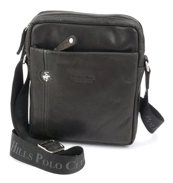 Obrazek Torba skórzana crossbody BHPC Explore M+ BH-382-01 czarna 3 L
