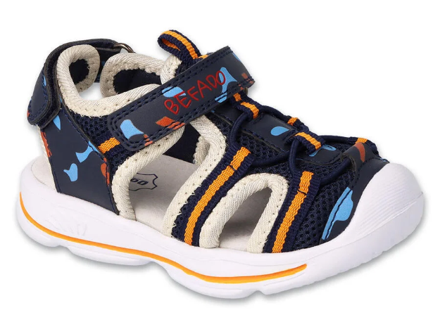 Obrazek BEFADO 170P077 sandały chłopięce SPORT ze skórzaną wkładką i radełkowanym noskiem