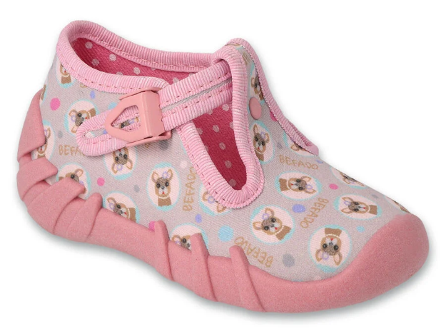 Obrazek BEFADO 110P485 kapcie dziewczęce różowe pieski