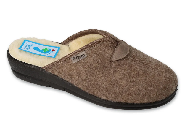 Obrazek BEFADO 937D635 Dr ORTO kapcie damskie brązowe wełna owcza