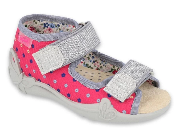 Obrazek BEFADO 342P008 sandały dziewczęce skórzana wkładka kwiaty
