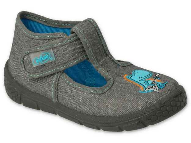 Obrazek BEFADO 531P098 kapcie chłopięce szare dino