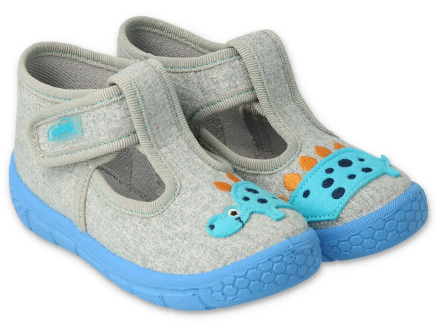 Obrazek BEFADO 531P105 kapcie chłopięce szare dino