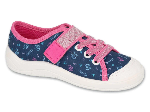 Obrazek BEFADO 351X021 trampki dziewczęce 1SZ niebieskie kwiaty