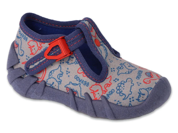 Obrazek BEFADO 110N498 chłopięce szare kapcie DINO